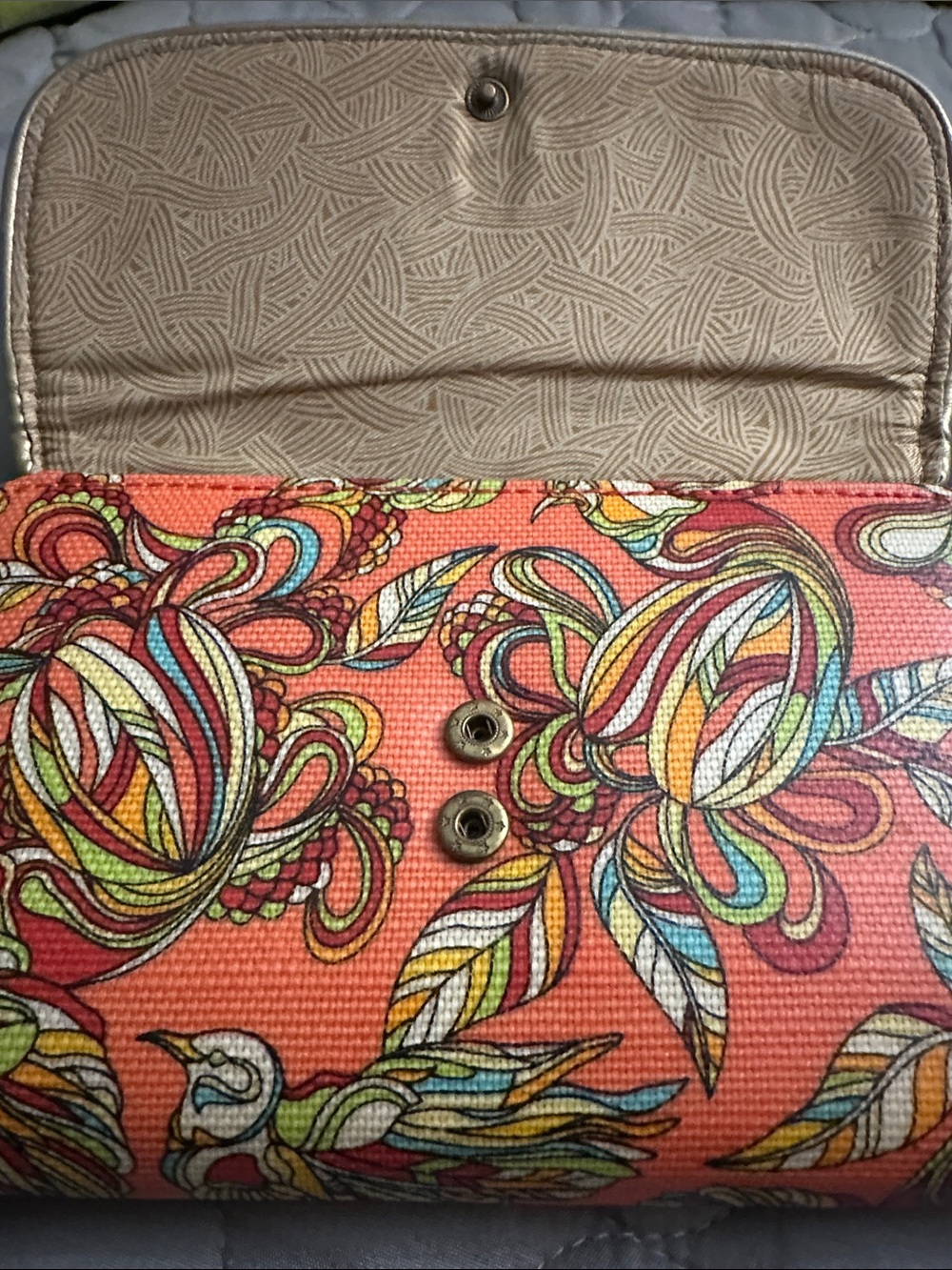 Sakroots Floral & Bird Print “Peace” Wallet with Braided Trim - Picture 4 of 5